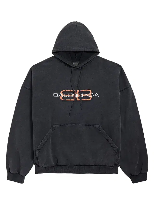 Balenciaga Men's Icon Stencil Large Fit Hoodie - Faded Black