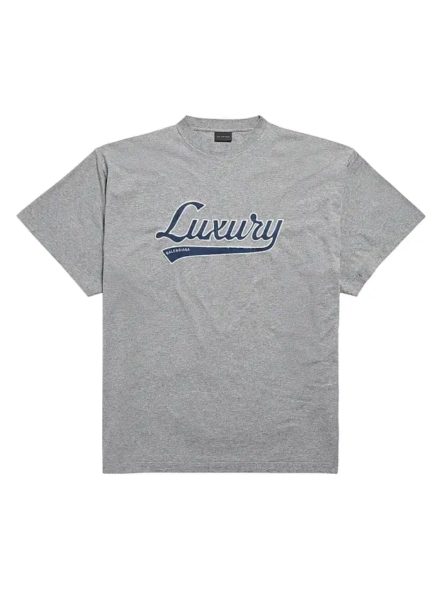Balenciaga Men's Luxury Script Oversized T-Shirt - Heather Grey Blue