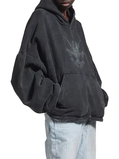 Balenciaga Women's Kittycat Cropped Hoodie - Faded Black | Thumbnail 2