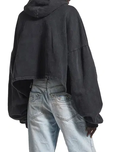 Balenciaga Women's Kittycat Cropped Hoodie - Faded Black | Thumbnail 3