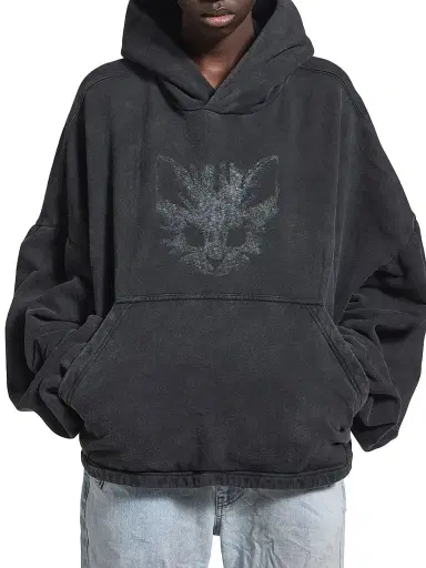 Balenciaga Women's Kittycat Cropped Hoodie - Faded Black | Thumbnail 5