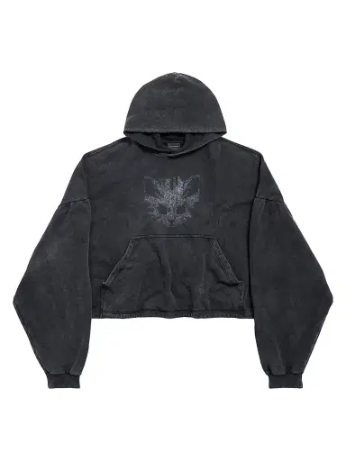 Balenciaga Women's Kittycat Cropped Hoodie - Faded Black | Thumbnail 1