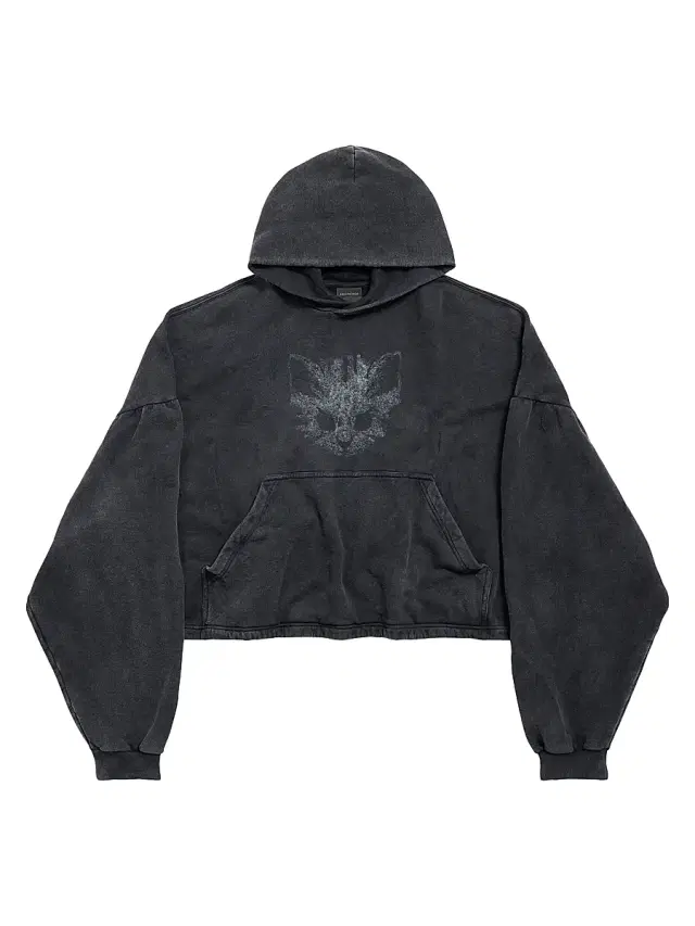 Balenciaga Women's Kittycat Cropped Hoodie - Faded Black