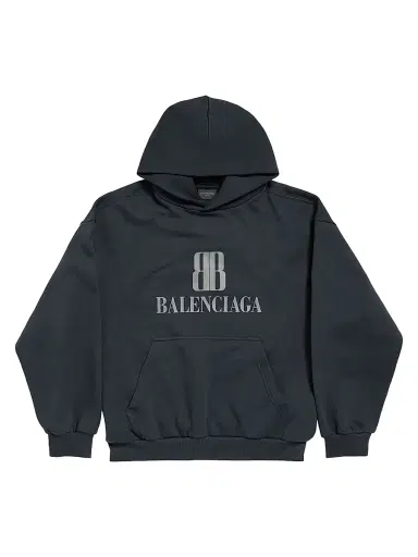 Balenciaga Men's Nano Medium Fit Hoodie - Faded Black | Thumbnail 1 Balenciaga Men's Nano Medium Fit Hoodie - Faded Black | Thumbnail 1