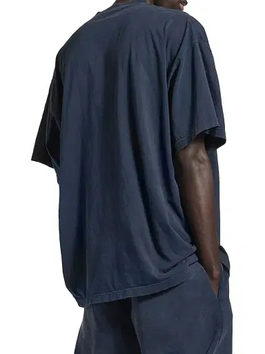 Balenciaga Men's Luxury Script Oversized T-Shirt - Washed Navy White | Thumbnail 3 Balenciaga Men's Luxury Script Oversized T-Shirt - Washed Navy White | Thumbnail 3