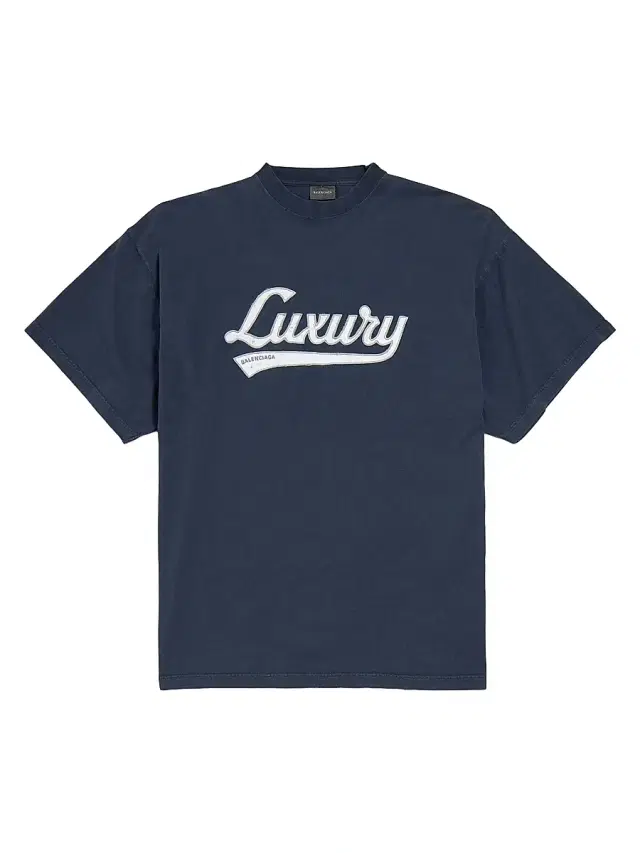Balenciaga Men's Luxury Script Oversized T-Shirt - Washed Navy White