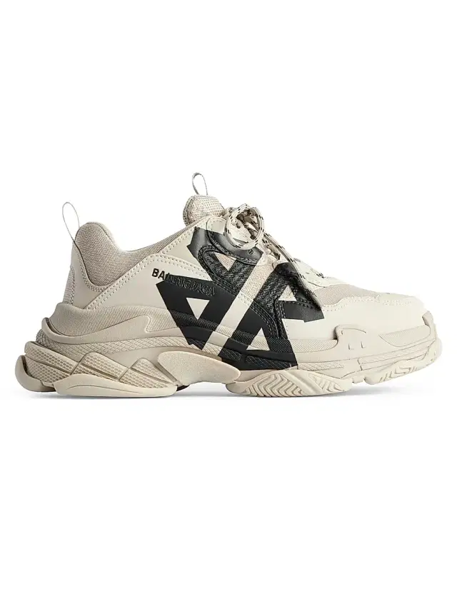 Balenciaga Men's Triple S Tape Type Sneakers - Beige Black