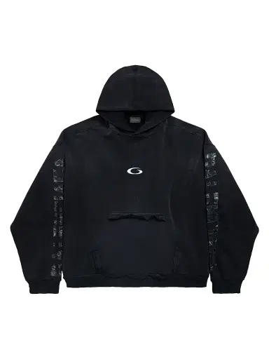 Balenciaga Men's Transparent Tape Ripped Pocket Hoodie - Faded Black White - Size XXL | Thumbnail 1 Balenciaga Men's Transparent Tape Ripped Pocket Hoodie - Faded Black White - Size XXL | Thumbnail 1