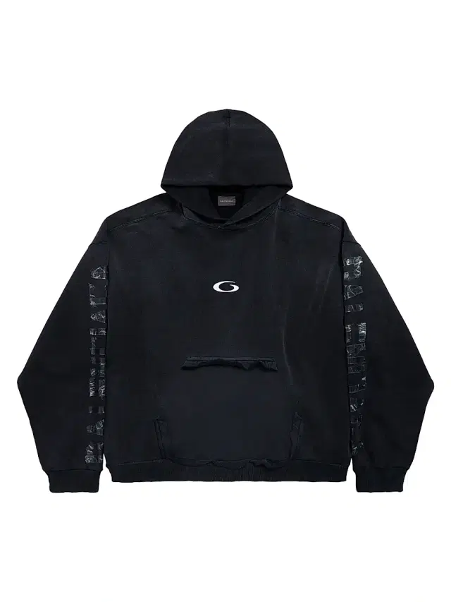 Balenciaga Men's Transparent Tape Ripped Pocket Hoodie - Faded Black White