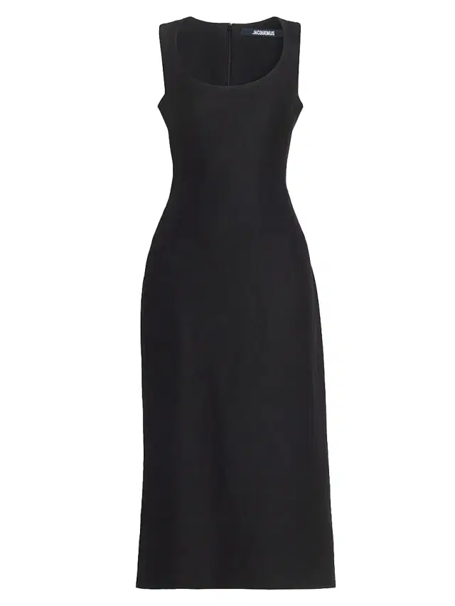 Jacquemus Women's La Tablier Linen-Blend Midi-Dress - Black