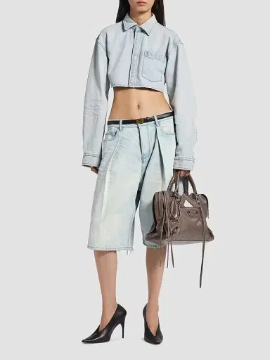 Balenciaga Women's Cropped Shirt - Light Blue - Size 0 | Thumbnail 2