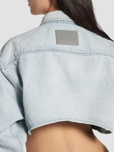 Balenciaga Women's Cropped Shirt - Light Blue - Size 0 | Thumbnail 6