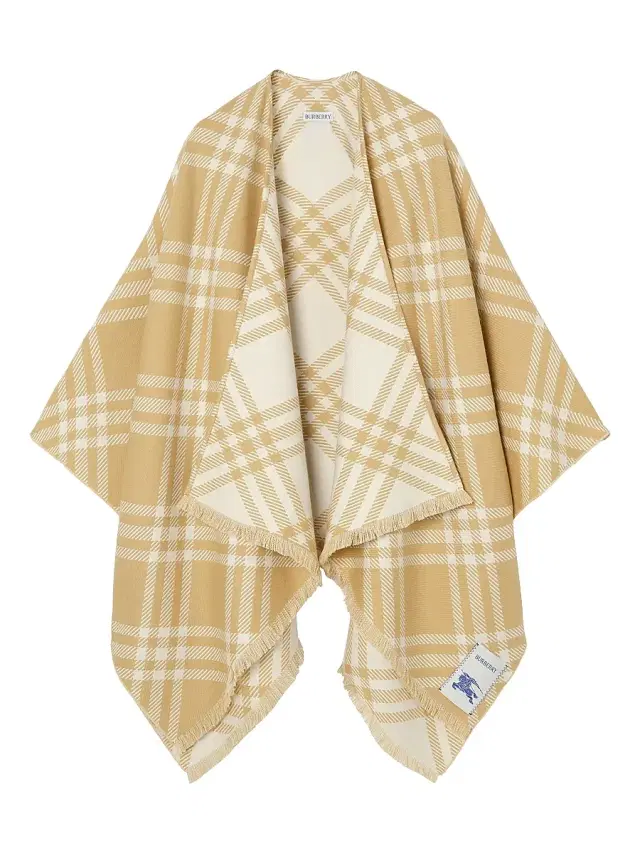 Women's Check Wool-Cashmere-Silk Cape - Sand Ecru