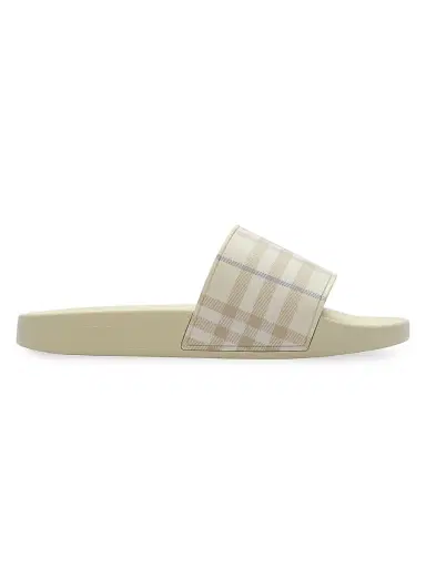 Burberry Women's Furley Check Slide Sandals - Sesame Beige - Size 11 | Thumbnail 1 Burberry Women's Furley Check Slide Sandals - Sesame Beige - Size 11 | Thumbnail 1