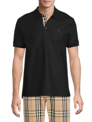 Burberry Men's Eddie EKD Cotton Polo Shirt - Black - Size Small | Thumbnail 3