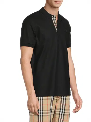 Burberry Men's Eddie EKD Cotton Polo Shirt - Black - Size Small | Thumbnail 4