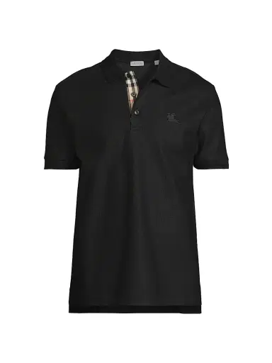 Burberry Men's Eddie EKD Cotton Polo Shirt - Black - Size Small | Thumbnail 1
