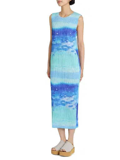 Pleats Please Issey Miyake Women's Sea Bubble Plissé Midi-Dress - Blue - Size Large | Thumbnail 4 Pleats Please Issey Miyake Women's Sea Bubble Plissé Midi-Dress - Blue - Size Large | Thumbnail 4