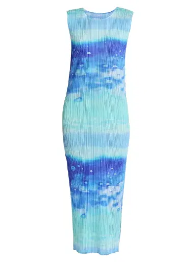 Pleats Please Issey Miyake Women's Sea Bubble Plissé Midi-Dress - Blue - Size Large | Thumbnail 1 Pleats Please Issey Miyake Women's Sea Bubble Plissé Midi-Dress - Blue - Size Large | Thumbnail 1