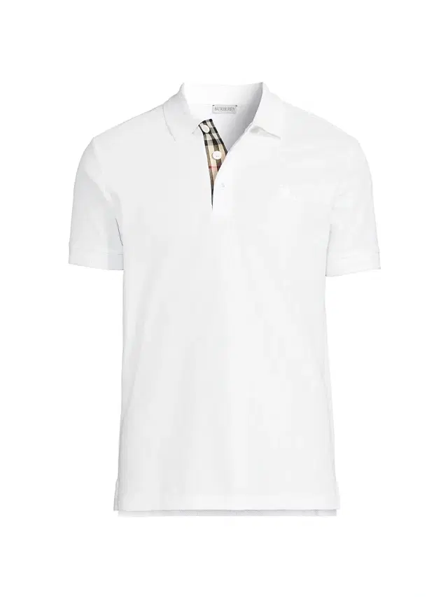 Burberry Men's Eddie EKD Cotton Polo Shirt - White