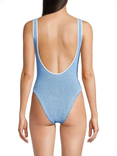 Hunza G Women's Faye Textured V-Neck One-Piece Swimsuit | Thumbnail 5 Hunza G Women's Faye Textured V-Neck One-Piece Swimsuit | Thumbnail 5