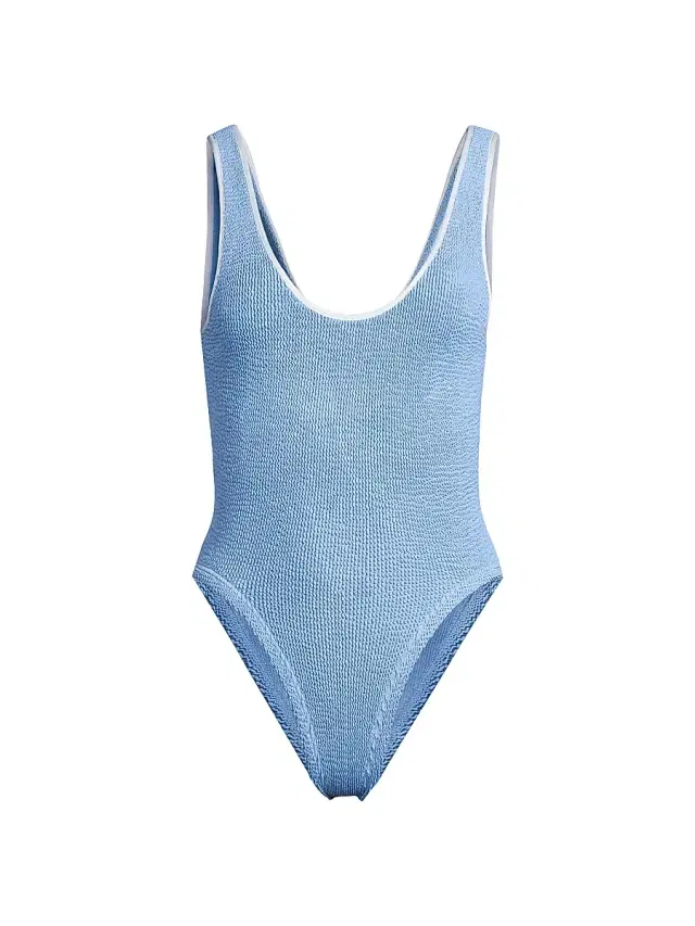 Hunza G Women's Faye Textured V-Neck One-Piece Swimsuit
