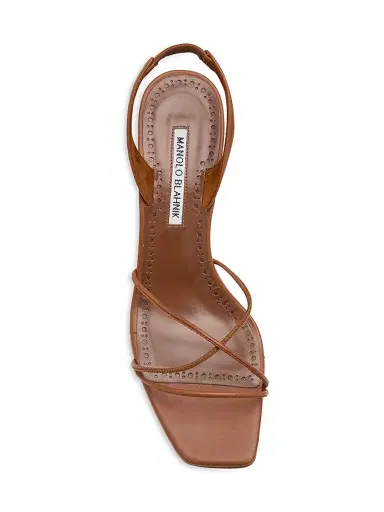 Manolo Blahnik Women's 70MM Leather Slingback Sandals - Medium Brown - Size 10 | Thumbnail 5 Manolo Blahnik Women's 70MM Leather Slingback Sandals - Medium Brown - Size 10 | Thumbnail 5