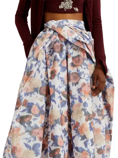 Erdem Women's Painted Roses Cocktail Full Skirt - Painted Rose White | Thumbnail 5 Erdem Women's Painted Roses Cocktail Full Skirt - Painted Rose White | Thumbnail 5