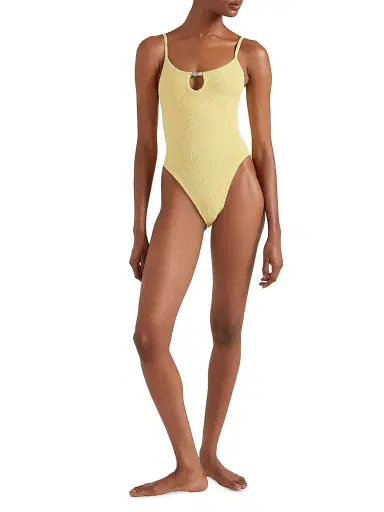 Hunza G Women's Mia Beaded One-Piece Swimsuit - Butter | Thumbnail 2