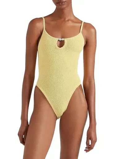 Hunza G Women's Mia Beaded One-Piece Swimsuit - Butter | Thumbnail 3