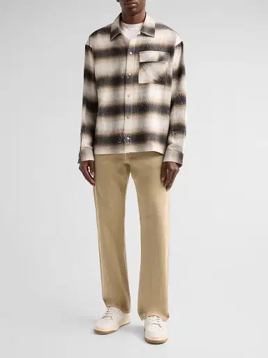 Represent Men's All Over Initial Cotton-Blend Flannel Shirt - Latte - Size XXL | Thumbnail 2