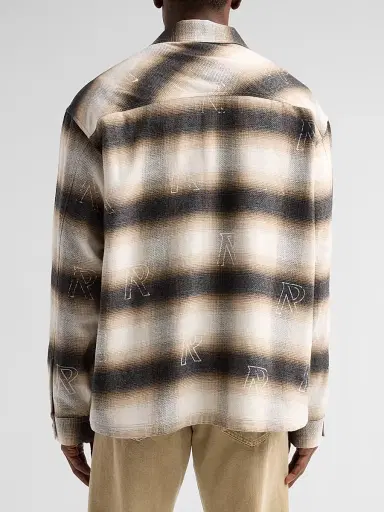 Represent Men's All Over Initial Cotton-Blend Flannel Shirt - Latte - Size XXL | Thumbnail 3