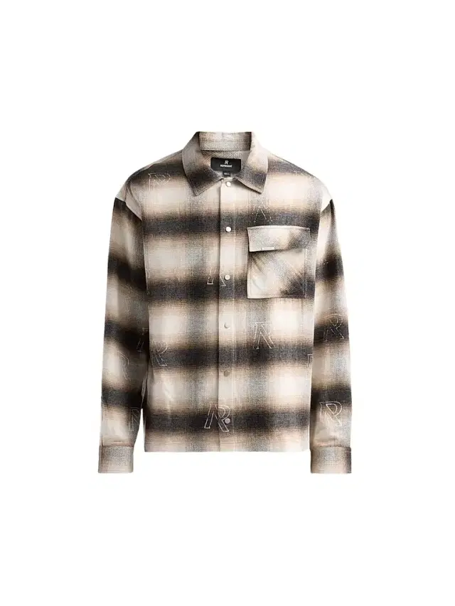 Men's All Over Initial Cotton-Blend Flannel Shirt - Latte