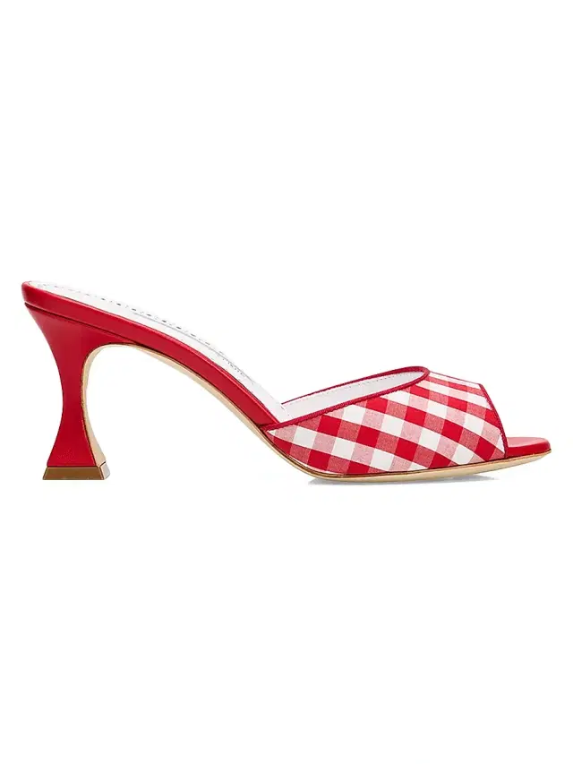Manolo Blahnik Women's Jadara Checked Mules - Red White