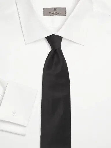 Canali Men's Solid Silk Necktie - Black | Thumbnail 2