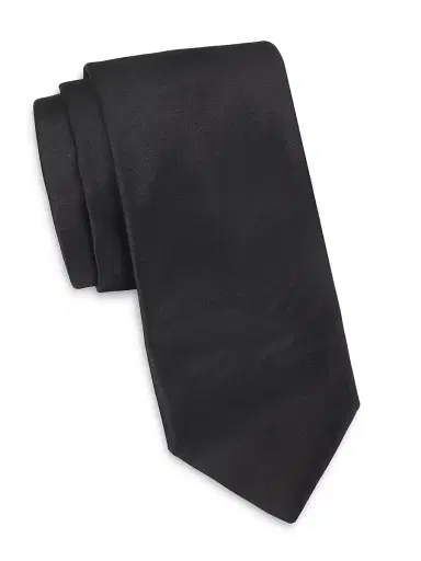 Canali Men's Solid Silk Necktie - Black | Thumbnail 1