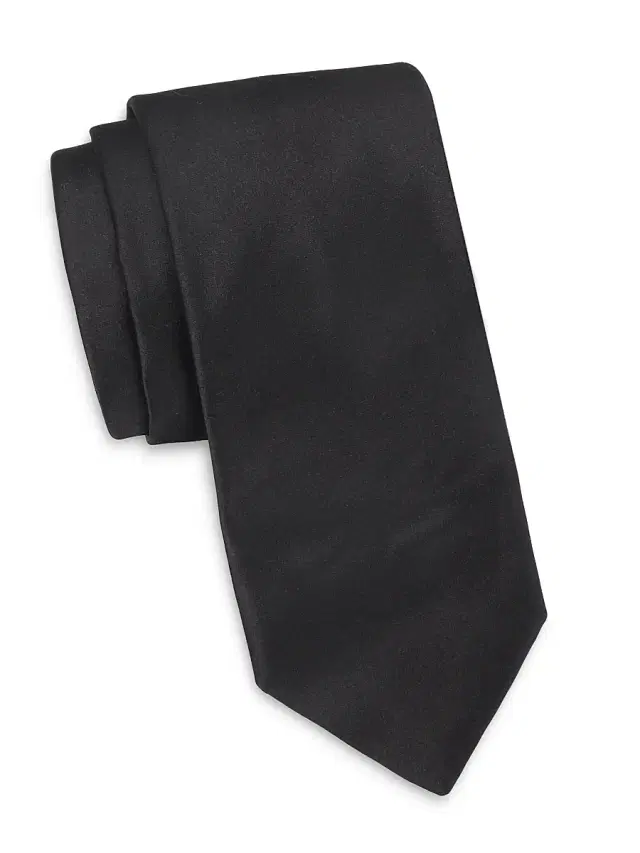 Canali Men's Solid Silk Necktie - Black