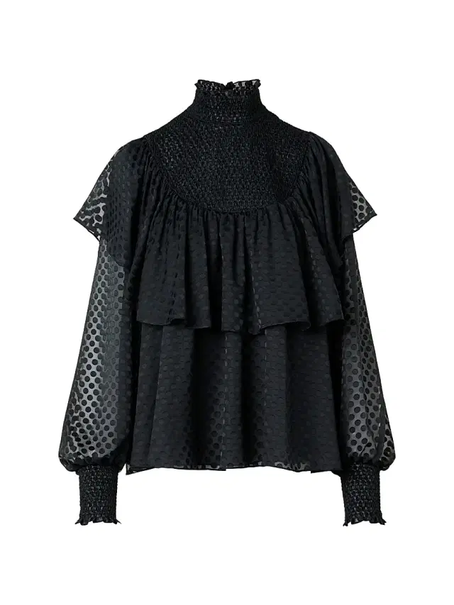 Akris punto Women's Diamond Dot Flounce Blouse - Black