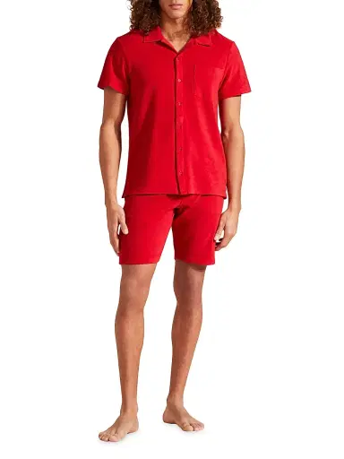 Vilebrequin Men's Organic Cotton Terry Button-Up - Red - Size XL | Thumbnail 2 Vilebrequin Men's Organic Cotton Terry Button-Up - Red - Size XL | Thumbnail 2