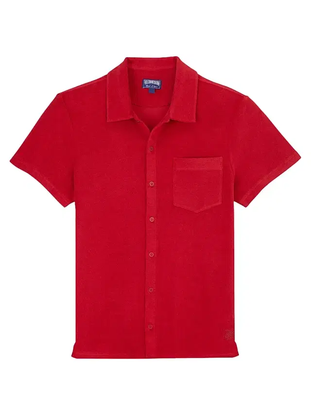 Vilebrequin Men's Organic Cotton Terry Button-Up - Red