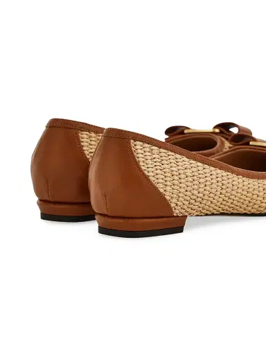 Ferragamo Women's Varina 2.0 Raffia & Leather Ballet Flats | Thumbnail 5