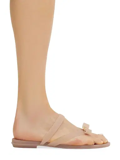 Ferragamo Women's Jealsa Bow Thong Sandals - Dusty Pink - Size 11 | Thumbnail 2
