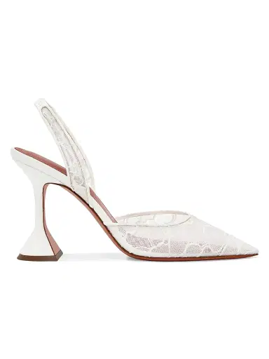 Amina Muaddi Women's Holli 95MM Lace Slingback Pumps | Thumbnail 1 Amina Muaddi Women's Holli 95MM Lace Slingback Pumps | Thumbnail 1