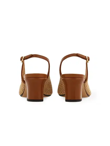 Ferragamo Women's Vetty 55MM Raffia & Leather Slingback Pumps - Naturale Biscotto - Size 11 | Thumbnail 4