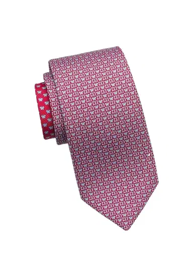 FERRAGAMO Men's Brigitte Printed Silk Tie - Red | Thumbnail 1 FERRAGAMO Men's Brigitte Printed Silk Tie - Red | Thumbnail 1