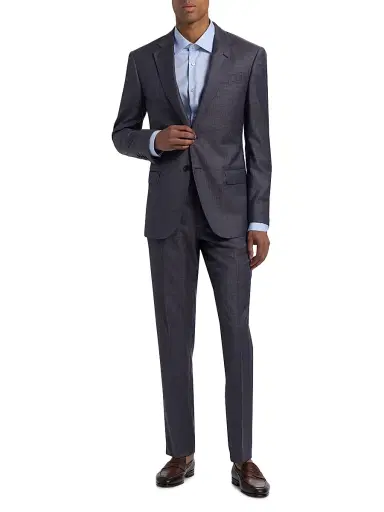Emporio Armani Men's Micro Houndstooth Wool Suit - Blue Grey - Size 40 | Thumbnail 2