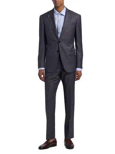 Emporio Armani Men's Micro Houndstooth Wool Suit - Blue Grey - Size 40 | Thumbnail 3
