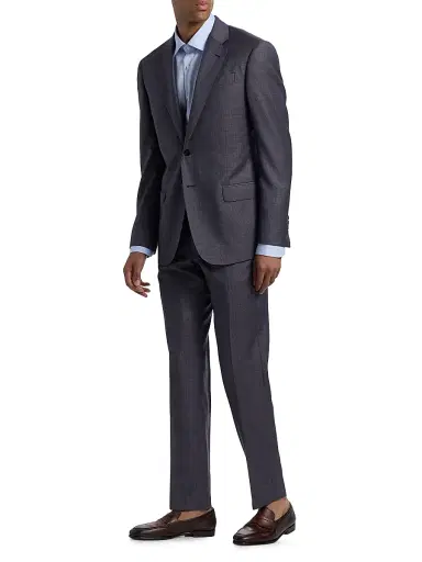 Emporio Armani Men's Micro Houndstooth Wool Suit - Blue Grey - Size 40 | Thumbnail 4