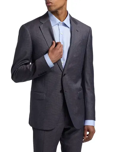 Emporio Armani Men's Micro Houndstooth Wool Suit - Blue Grey - Size 40 | Thumbnail 6