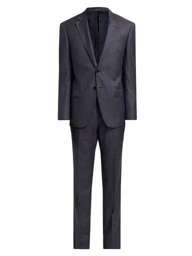Emporio Armani Men's Micro Houndstooth Wool Suit - Blue Grey - Size 40 | Thumbnail 1